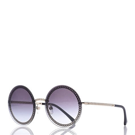 chanel sunglasses round spring|Chanel round sunglasses with chain.